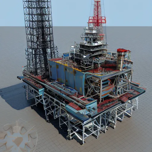 Prompt: oil platform, huge explosion with, vray, pathtracing