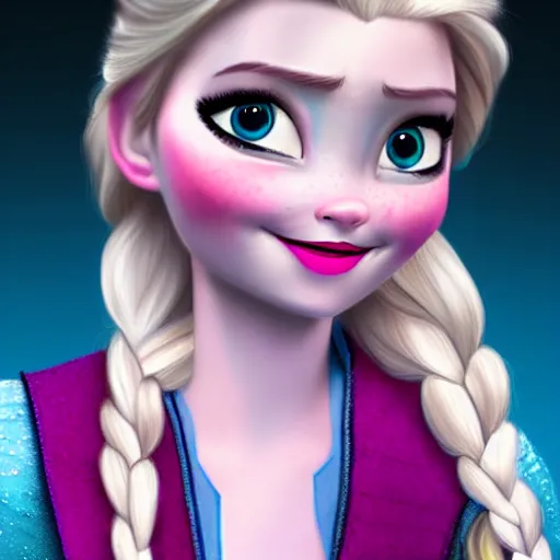 Image similar to Elsa from Frozen as real cute girl photorealistic style