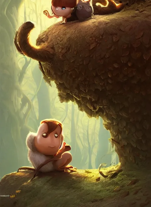 Prompt: round antropomorphic acorn and his cat friend in world adventure movie, cerebri mie poster, by nuri iyem, james gurney, james jean, greg rutkowski, anato finnstark. pixar. hyper detailed, 5 0 mm, award winning photography, perfect faces