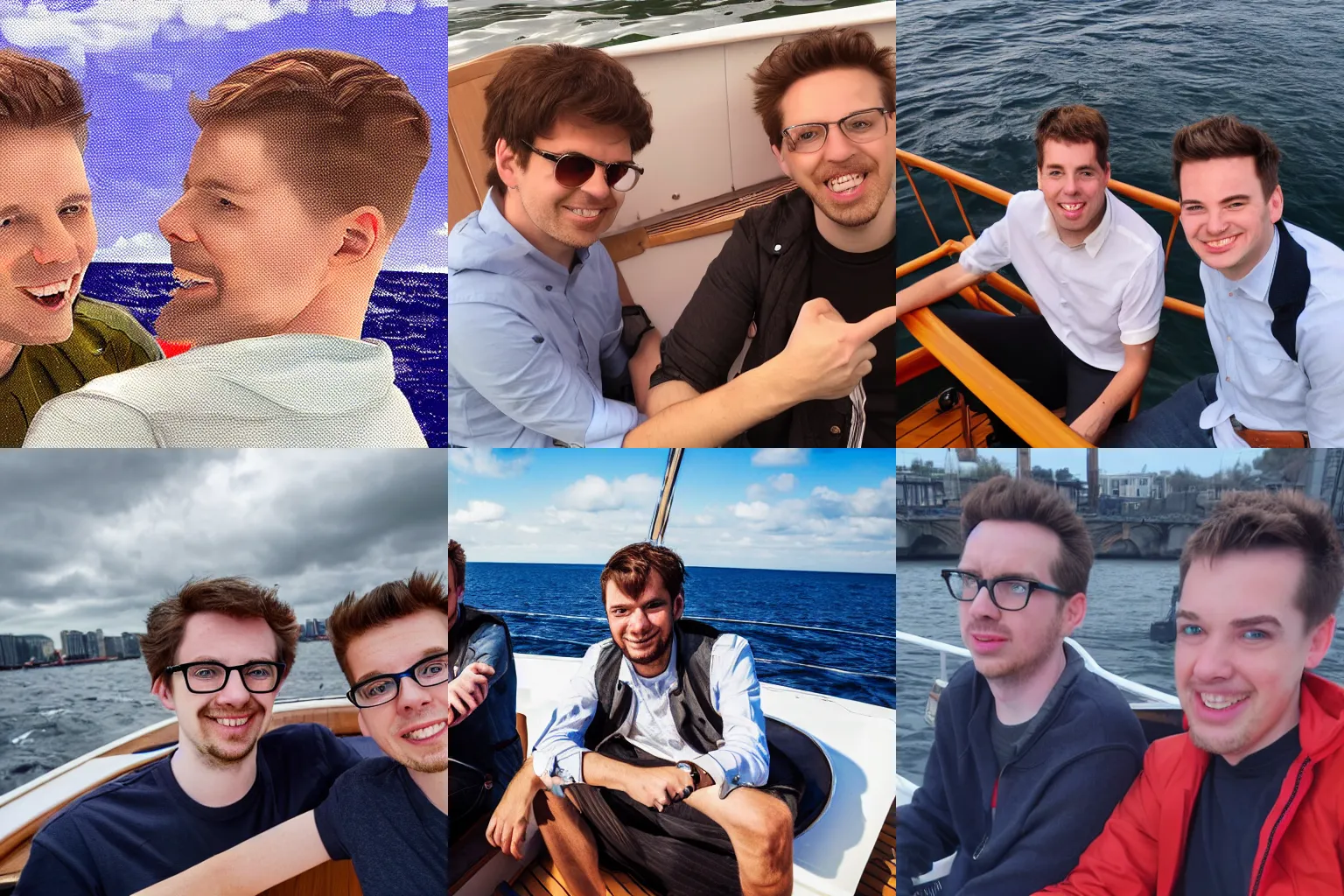 Prompt: simon lane and lewis brindley on a boat, high detail, 4 k