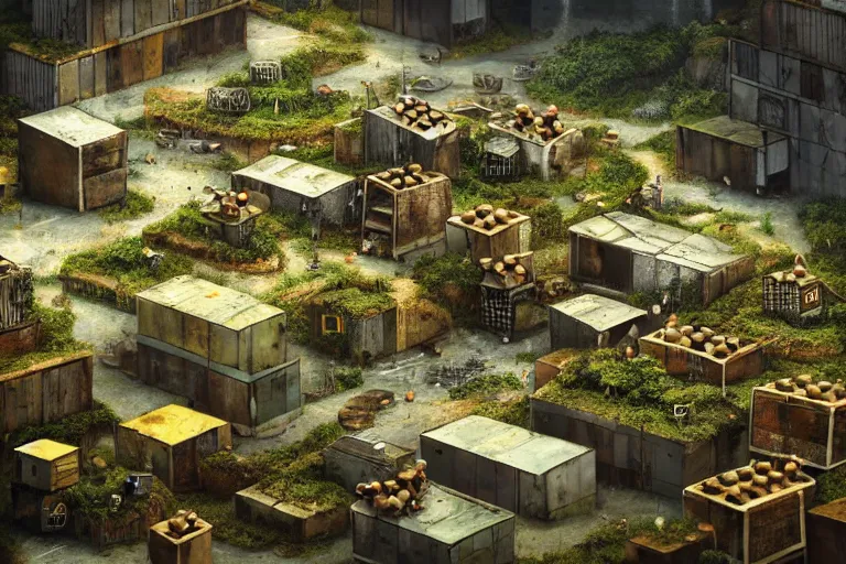 Prompt: simplicity, favela fungal beehive, streamlined environment, industrial factory, cheerful, award winning art, epic dreamlike fantasy landscape, ultra realistic,