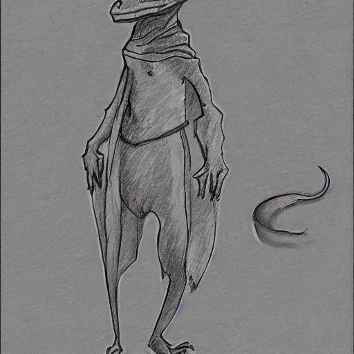 Prompt: sketch of a lizard wizard