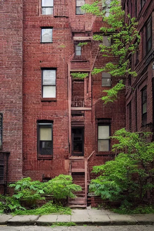 Image similar to (((((a ramshackle Manhattan brick brownstone deep in the forest))))) by Joon Ahn!!!!!!!!!!!!!!!!!!!!!!!!!!!