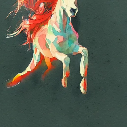 Prompt: watercolor painting by conrad roset, horses running, cgsociety, artstation