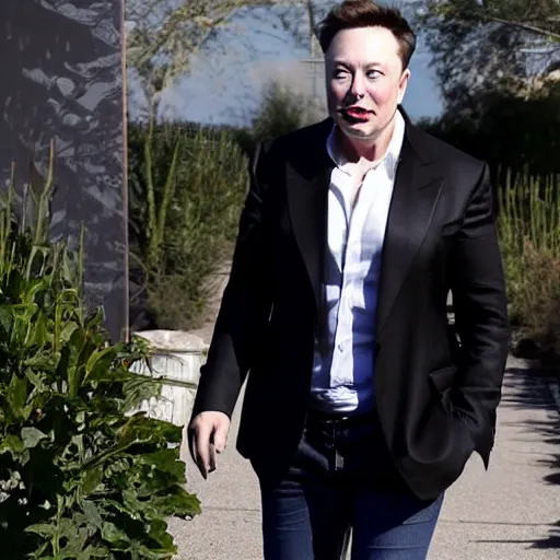 Image similar to Elon Musk, he has a beetroot head, super realistic photo