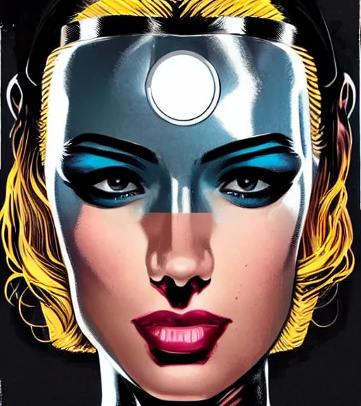 Image similar to portrait of a female android, by DC comics and Sandra Chevrier