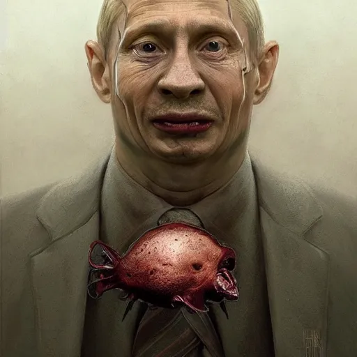 prompthunt: vladimir putin blobfish, blobfish putin hybrid, putin face,  vladimir putin anthropomorphic transformation, macabre, horror, by donato  giancola and greg rutkowski and wayne barlow and zdzisław beksinski,  realistic face, visible face, digital