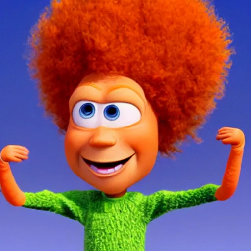 Image similar to carrot top with carrot head!!!!, pixar character, stage background, pixar, 3 d,