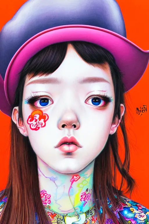 Image similar to girl wearing cowboy hat, style of yoshii chie and hikari shimoda and martine johanna, highly detailed