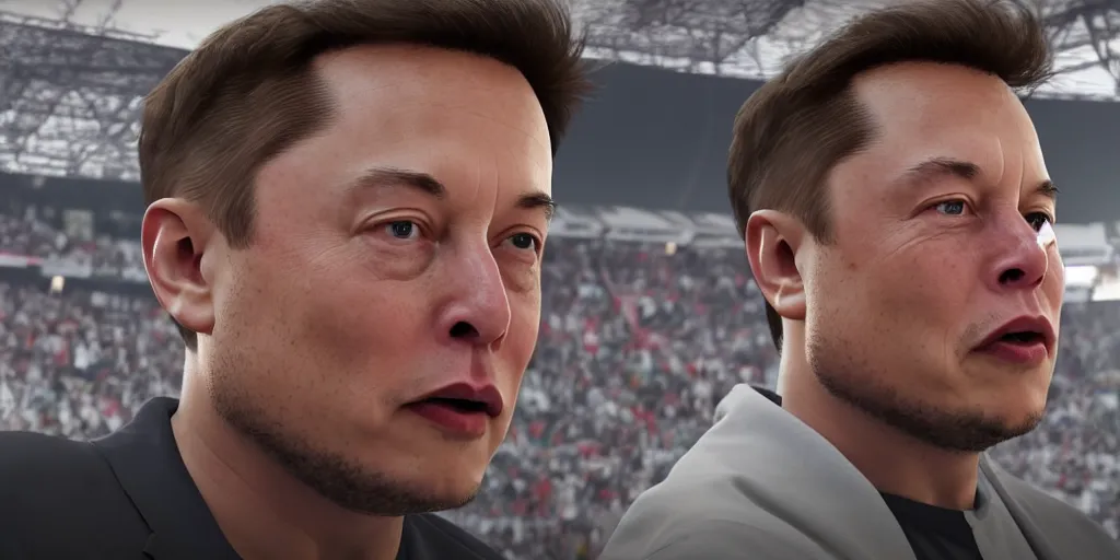 Image similar to Elon Musk in FIFA 22, 4K HD, cinematic view