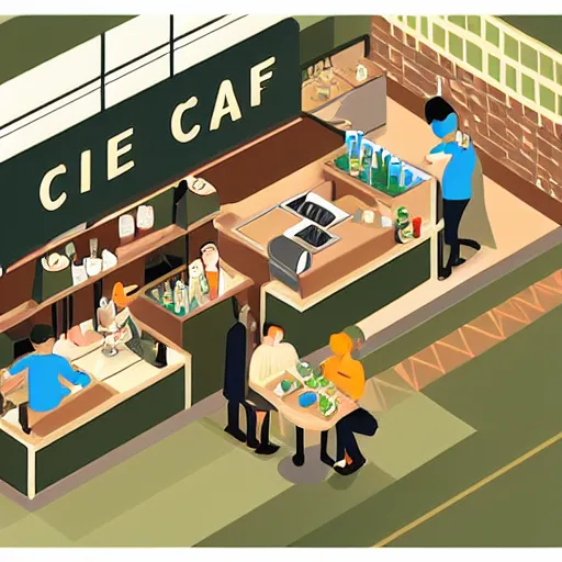 Prompt: cafe serves cannabis to its customers in australia, isometric illustration fun style hyperrealistic render in pixar, by darwyn cooke