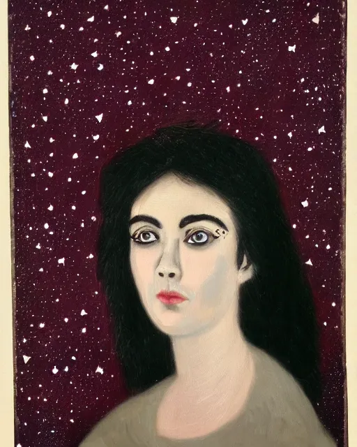 Prompt: a portrait of a woman with stars in her eyes