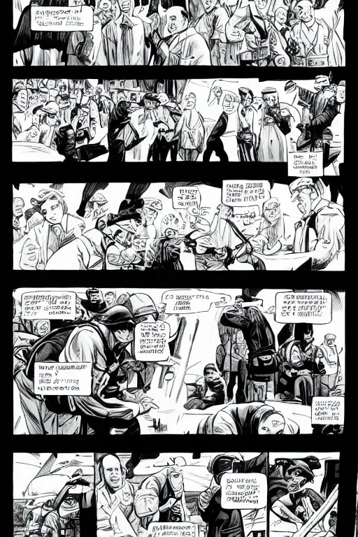 Prompt: a complete page of an epic graphic novel about the wwii