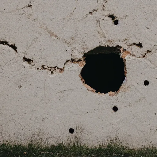 Prompt: [ dirty broken wall ] with a [ deliberately punched hole ], 4 k photorealistic! photography, trending on [ unsplash ]!