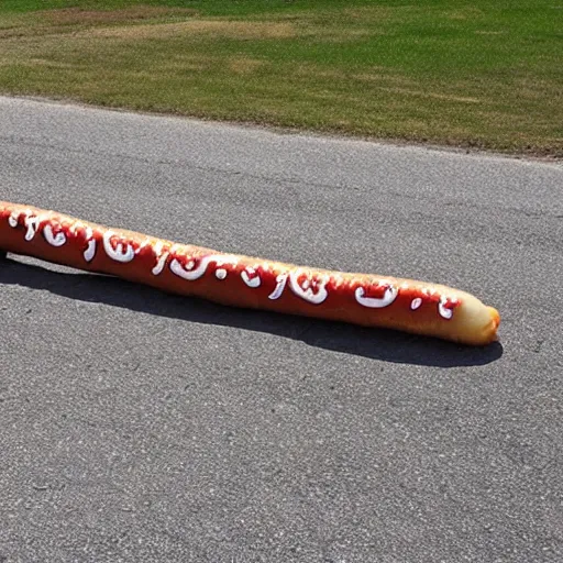 Prompt: “a very long hotdog dog”