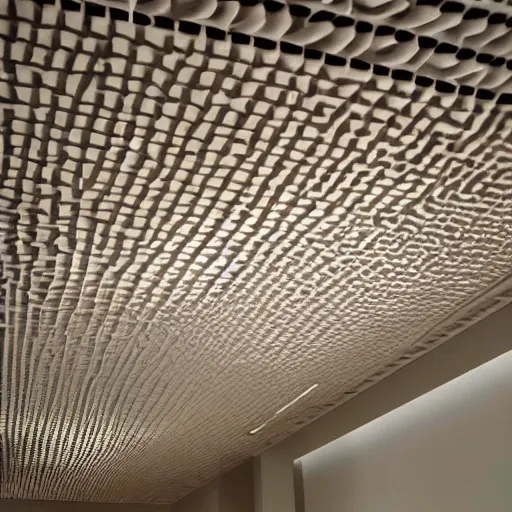 Image similar to a beautiful custom organic ceiling design, embossed, elegant, low profile