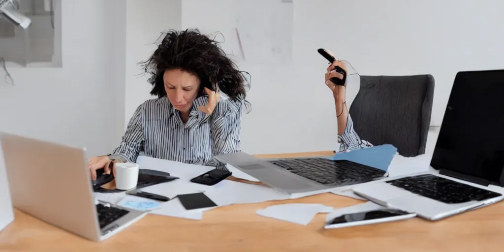 Prompt: a stressed ostrich doing taxes in front of a laptop, trending photo