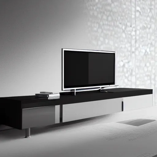 Image similar to brutalist style tv furniture, modern architecture, high resolution, minimal