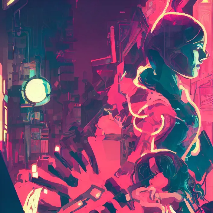 Prompt: a colorful comic noir illustration painting of a cyberpunk girl by sachin teng and sam yang!! and artgerm!! and alphonse mucha, lois van baarle and ross tran!!. in style of digital art, symmetry, sci fi, hyper detailed. octane render. trending on artstation