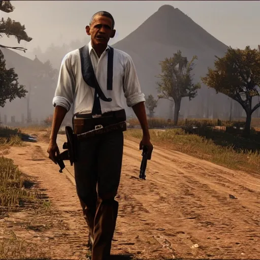 Prompt: obama in red dead redemption 2