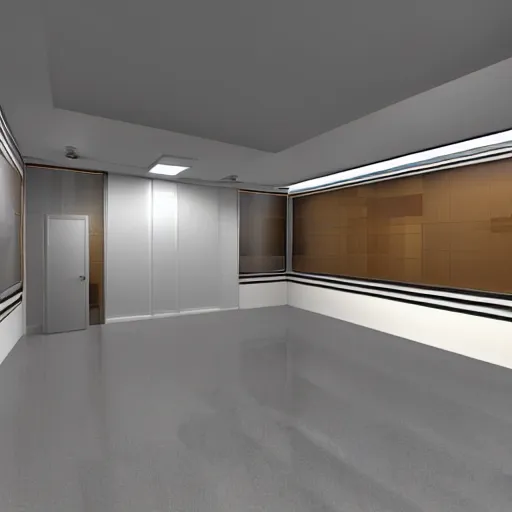 Prompt: 3D Render, The Stanley Parable office, High Quality