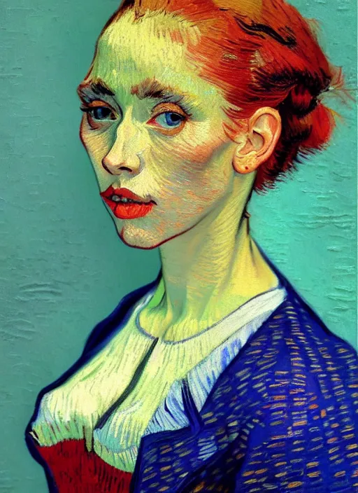 Prompt: portrait of a woman, detailed beautiful face in painting, detailed beautiful portrait, expressionist oil painting masterpiece, 8 k resolution, smooth, sharp focus, pastel color palette, trending on artstation, by van gogh