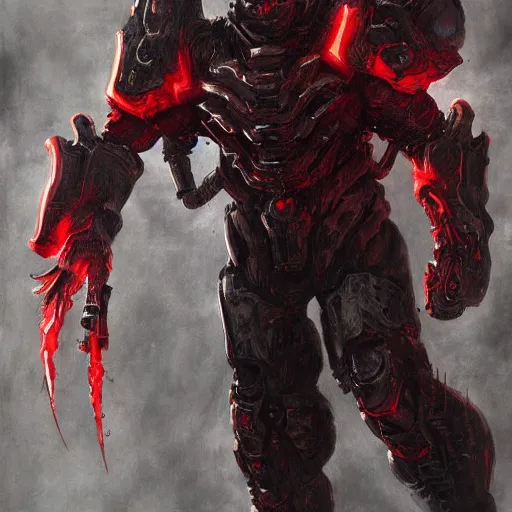 Image similar to doom slayer, painted by tsutomu nihei, painted by stanley lau