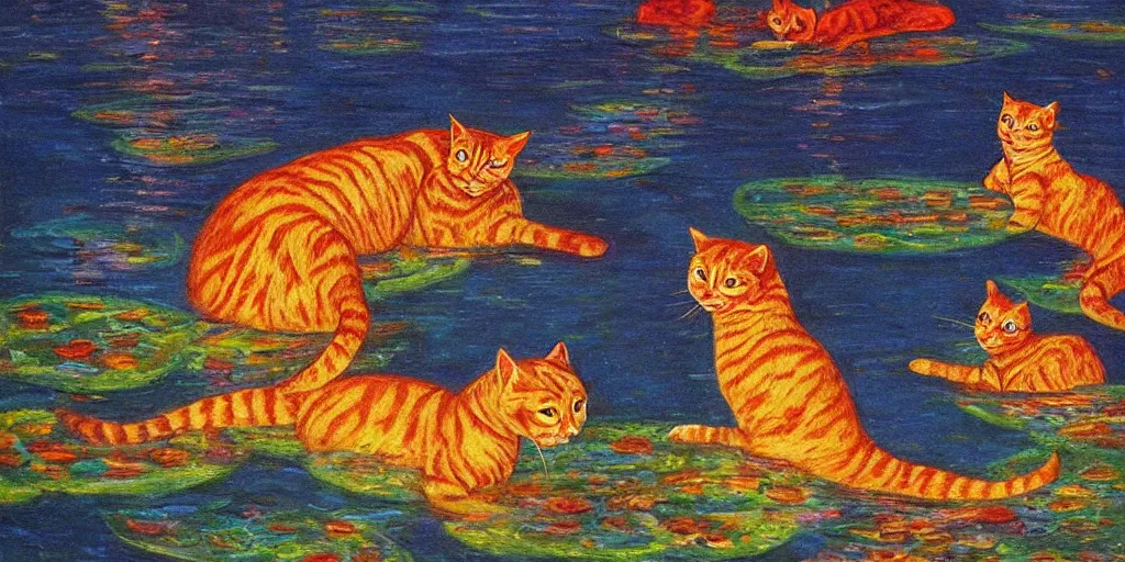 Image similar to cats swimming in a lake in colombo sri lanka city, by Nizovtsev, Victor