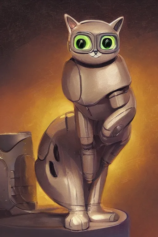 Image similar to a cat robot, painted by wally wood and matt jefferies, trending on artstation, bright macro view pixar, award - winning, blueprint, chillwave, realism