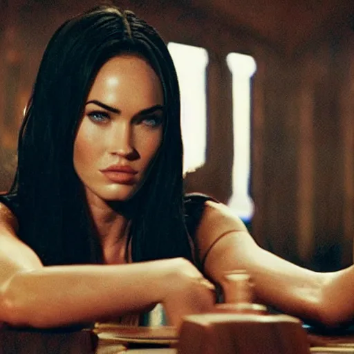 Prompt: Still of Megan Fox on the Jedi Council, Star Wars ,Cinematic Lighting, beautiful composition, 8K resolution