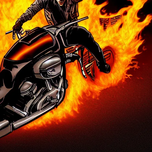 Image similar to Ghost rider In The Walking Dead 4K quality photorealism