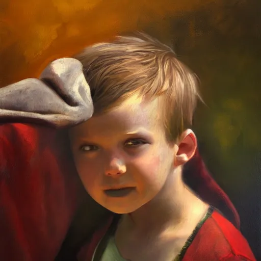 Prompt: the kid lost another tooth, oil painting, renaissance, 4k, ultra realistic, dynamic lighting, art station, ultra quality