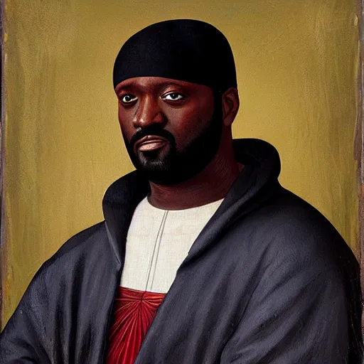 Prompt: a renaissance style portrait painting of Ghostface