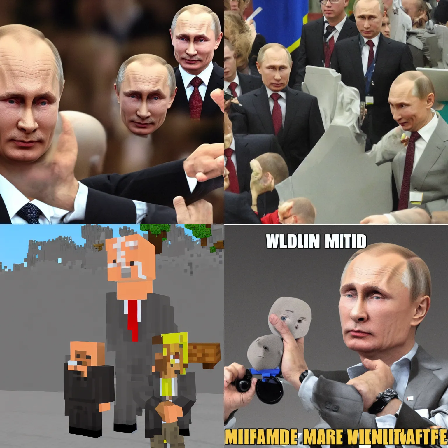 Prompt: Vladimir Putin minecraft sqare head
