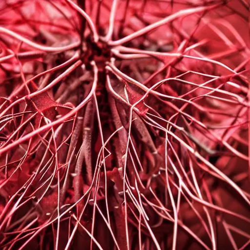 Image similar to photograph of a crown of thorns, red hues, award winning photography,40mm lens, shallow depth of field, split lighting