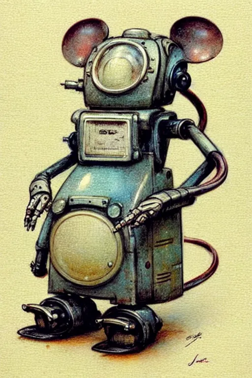 Image similar to ( ( ( ( ( 1 9 5 0 s retro robot mouse. muted colors. ) ) ) ) ) by jean - baptiste monge!!!!!!!!!!!!!!!!!!!!!!!!!!!!!!