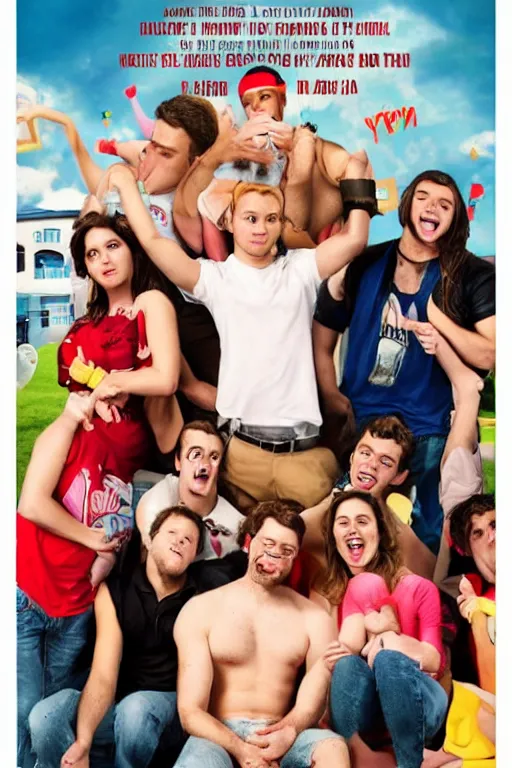 Image similar to frat baby movie poster, an official promotional poster for the film frat baby about a baby in a fraternity who joins a fraternity and parties with frat bros on campus, single subject and minimal background
