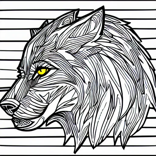 Image similar to wolf template base lineart, little detail, full-body view, simple, black and white, coloring book style, high quality, HD, 8K