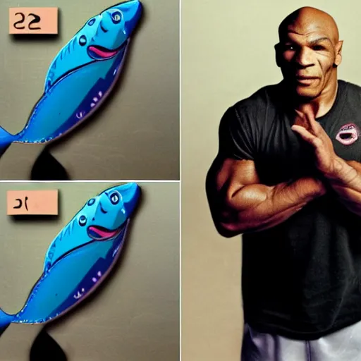 Image similar to mike tyson after he transformed into a fish