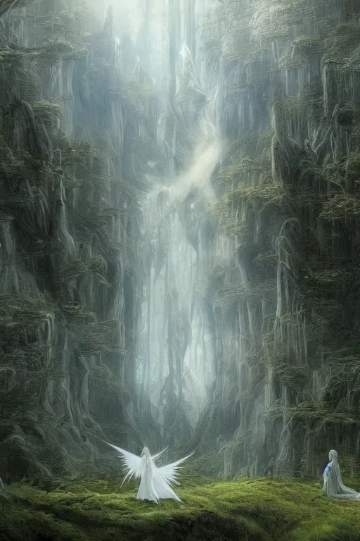 Image similar to Galadriel's glade, detailed matte painting, cinematic, Alan Lee, Artstation