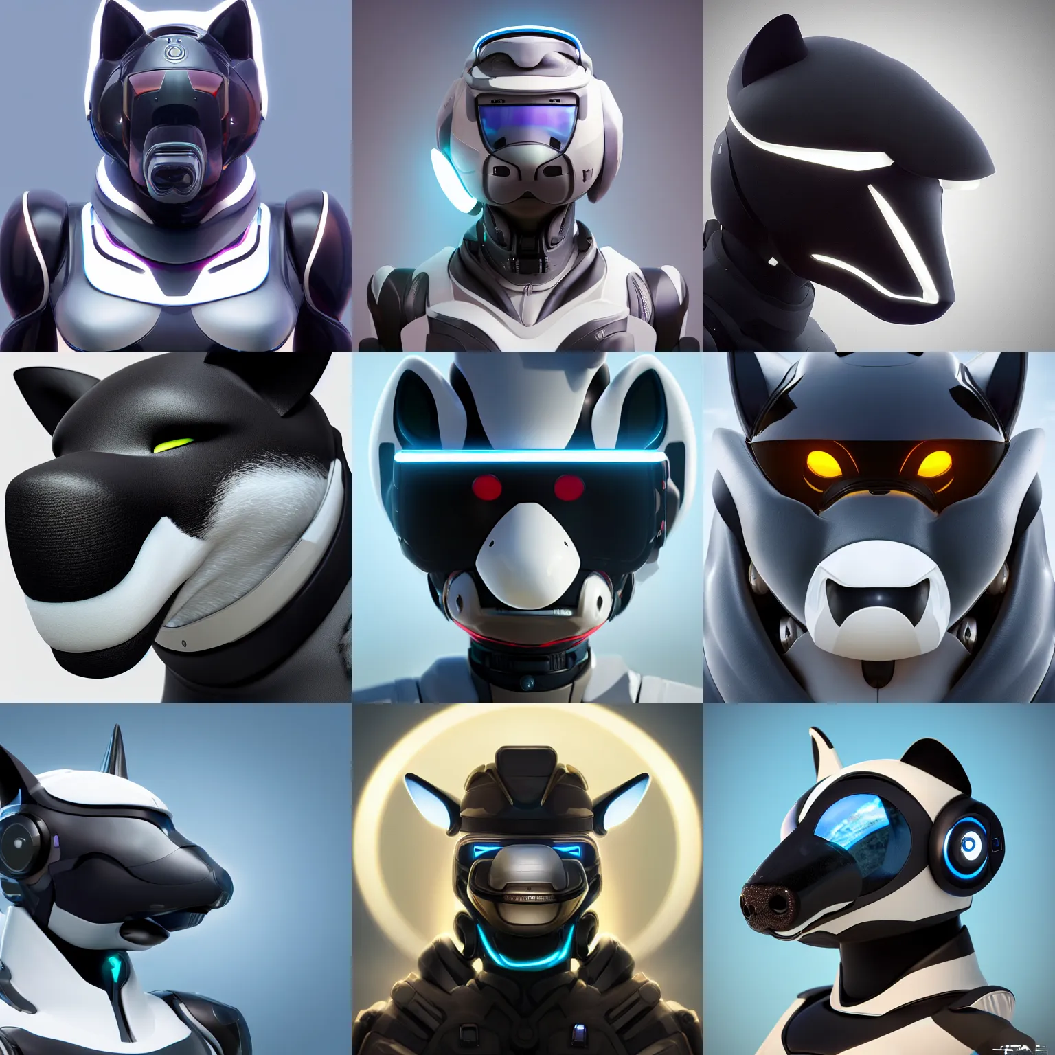 Prompt: very very beautiful furry art, bust profile picture of a robotic anthro orca, visor screen for face, snout under visor, commission on furaffinity, cgsociety, octane render