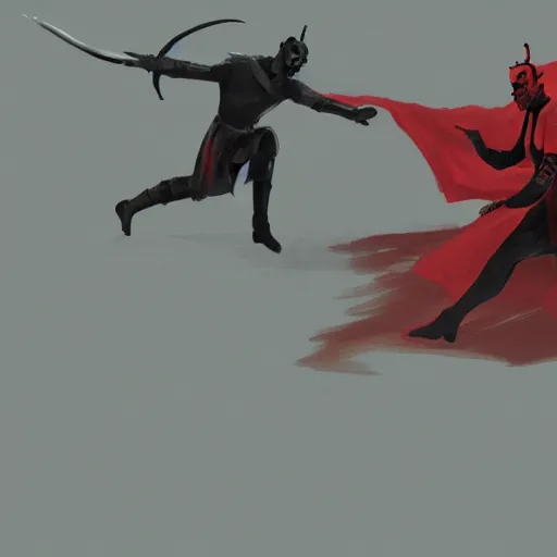 Prompt: concept art of darth maul fighting luke skywalker