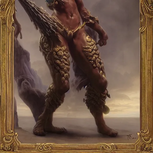 Image similar to highly detailed photograph of fizz the tidal trickster from league of legends, with his staff, realistic, male, extremely detailed, aesthetic, masterpiece, by roberto ferri, high quality