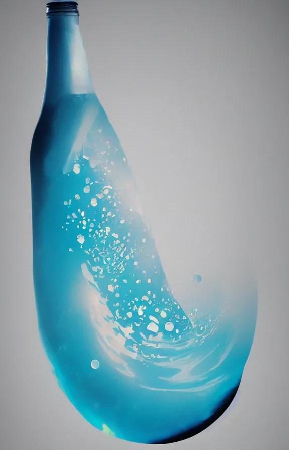 Prompt: liquid universe inside a bottle, minimalist artwork