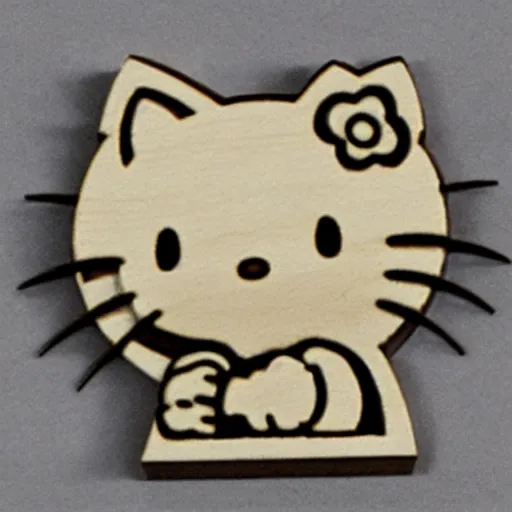 Prompt: 'hello kitty in cnc wood carving pencil sketch, highly detailed'