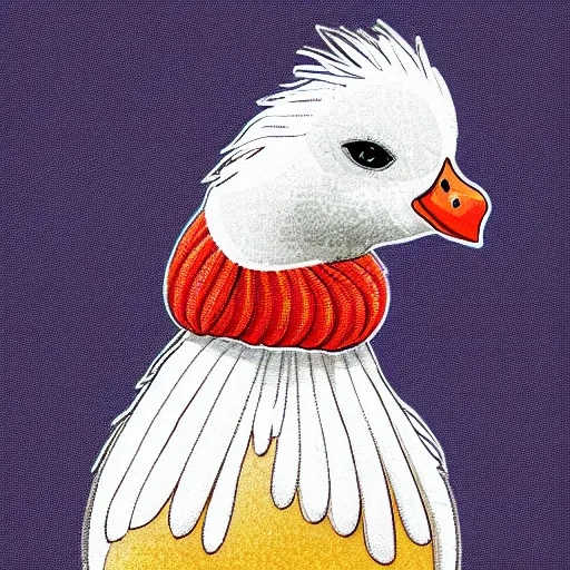 Image similar to cute goose, full body, digital paint, sticker