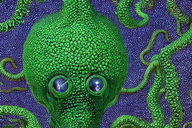 Prompt: lovecraftian eldritch monster made of limes by johfra bosschart. 8 k intricate details hypermaximalist 2 d