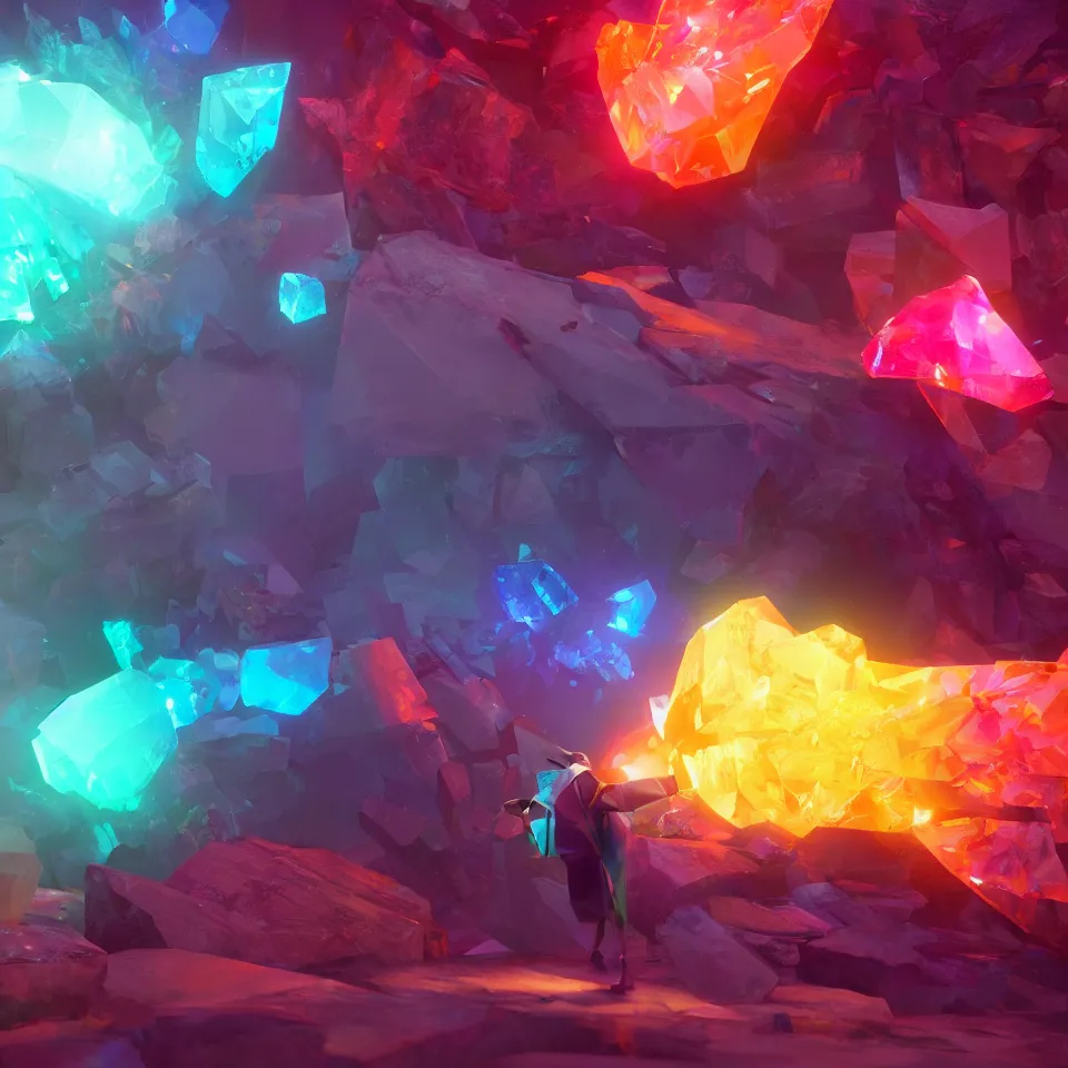 Image similar to a single crystal, colorful by greg rutkowski, digital art, octane render, 4k, unreal engine