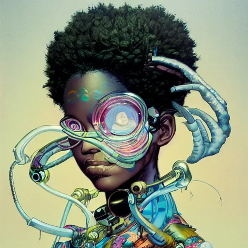 Image similar to citizen portrait afrofuturism soft light painted by james jean and katsuhiro otomo and erik jones, inspired by appleseed anime, smooth face feature, intricate oil painting, high detail illustration, sharp high detail, manga and anime 1 9 9 9