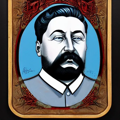 Image similar to portrait of iosif stalin style of james jean